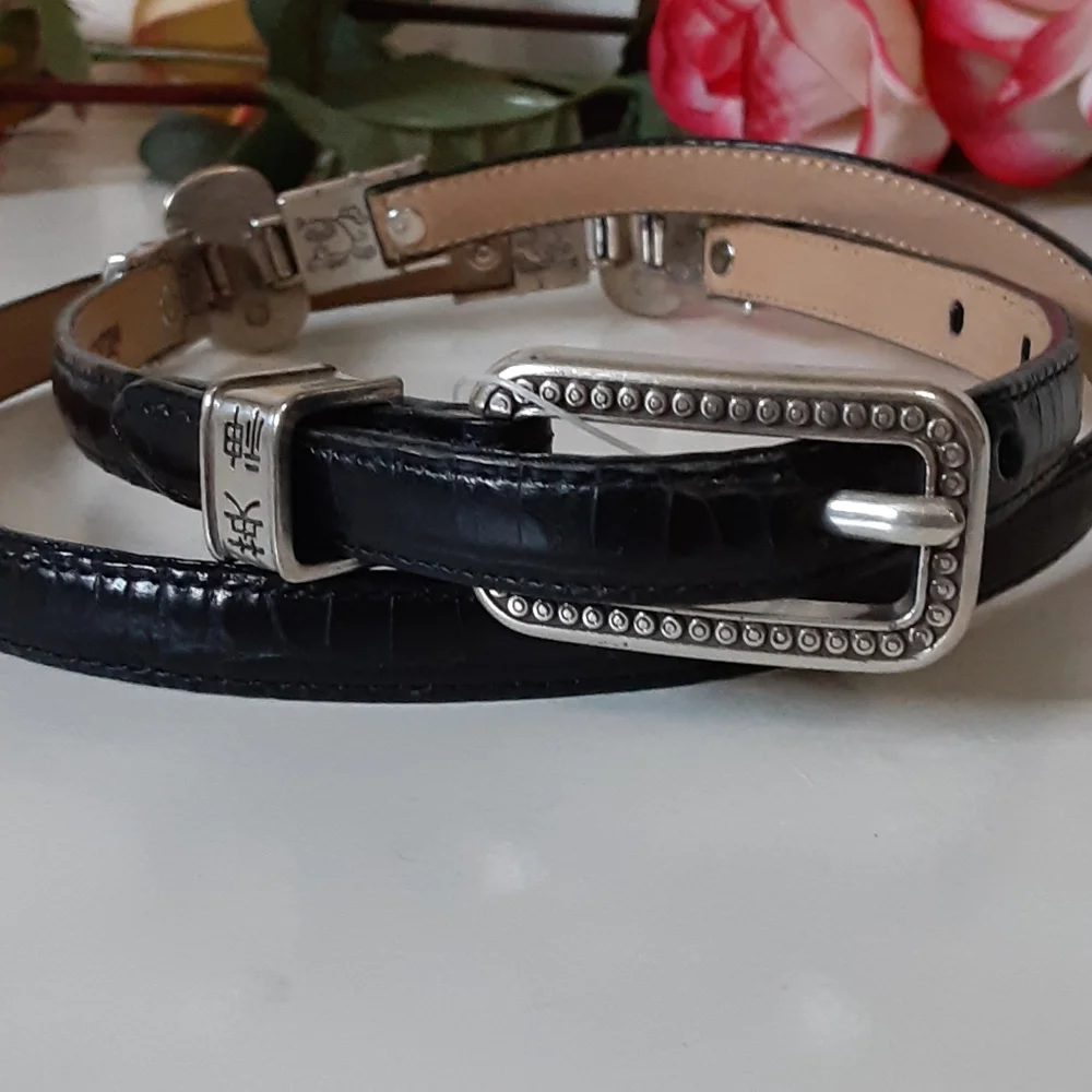 Brighton Alligator embossed gray stone belt L/34
